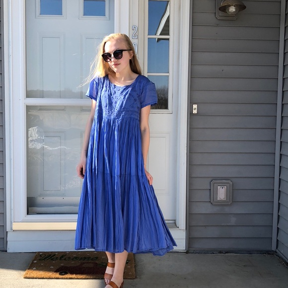 Dresses & Skirts - Blue Embroidered Dress